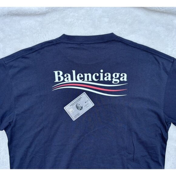 Balenciaga Navy Campaign Logo Tee - Picture 2 of 5